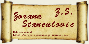 Zorana Stančulović vizit kartica